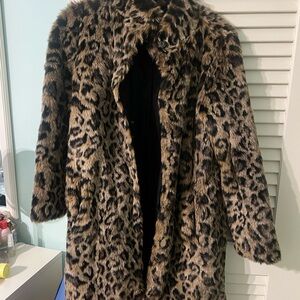 Chic Leopard Print Faux Fur Coat